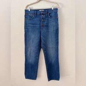 Madewell The Perfect Vintage Crop Blue Faded Straight Leg Jeans Size 30